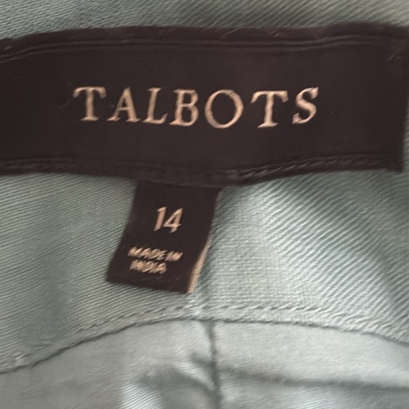 Talbots Floral Embroidered Pleated Skirt 100% Linen Teal Lined Cottagecore Sz 14 - Picture 8 of 13